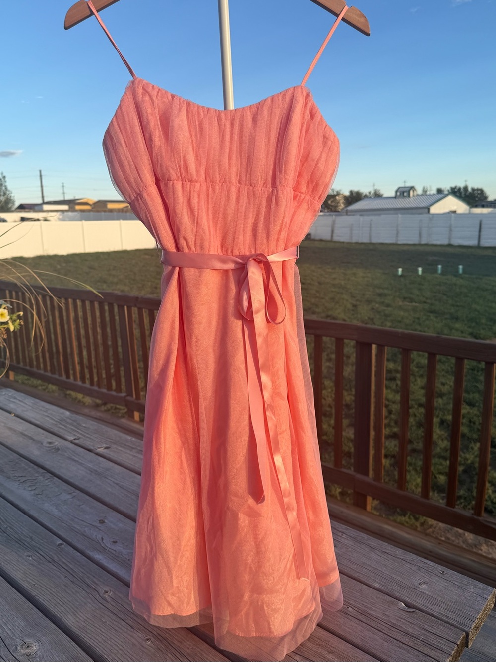 As U Wish Pink Sweetheart Spaghetti Strap Tulle A-Line Midi Dress Juniors 11